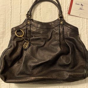 Authentic large leather Gucci Sukey tote